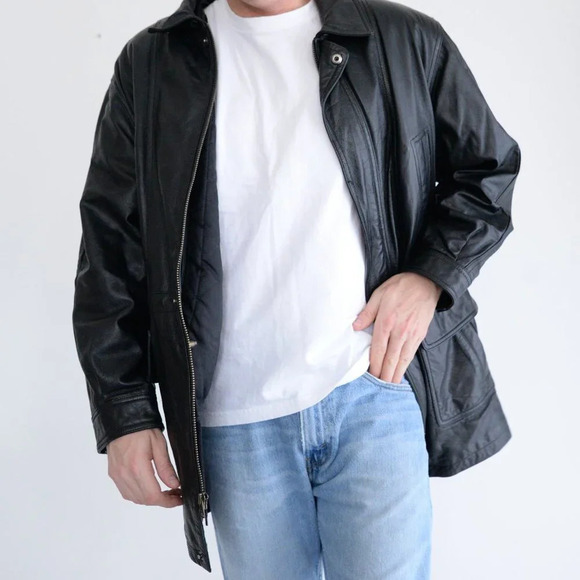 Christopher Rand Black Leather Zip-Up – Size Medium - Picture 2 of 14